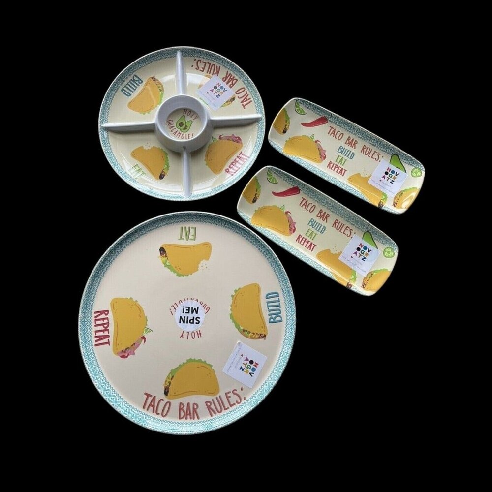 Novogratz Outdoor Melamine Taco Serving Platter Tray Set - 4 Pieces New